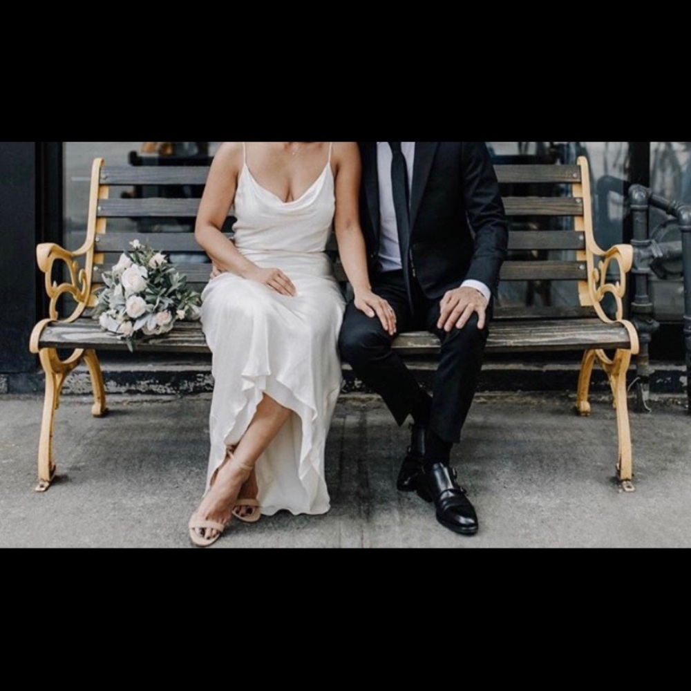 Cream Satin Slip Maxi Wedding Bridal Dress Boho